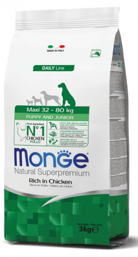 Monge Cane Puppy & Junior Maxi Pollo (Kg/Size: 3)