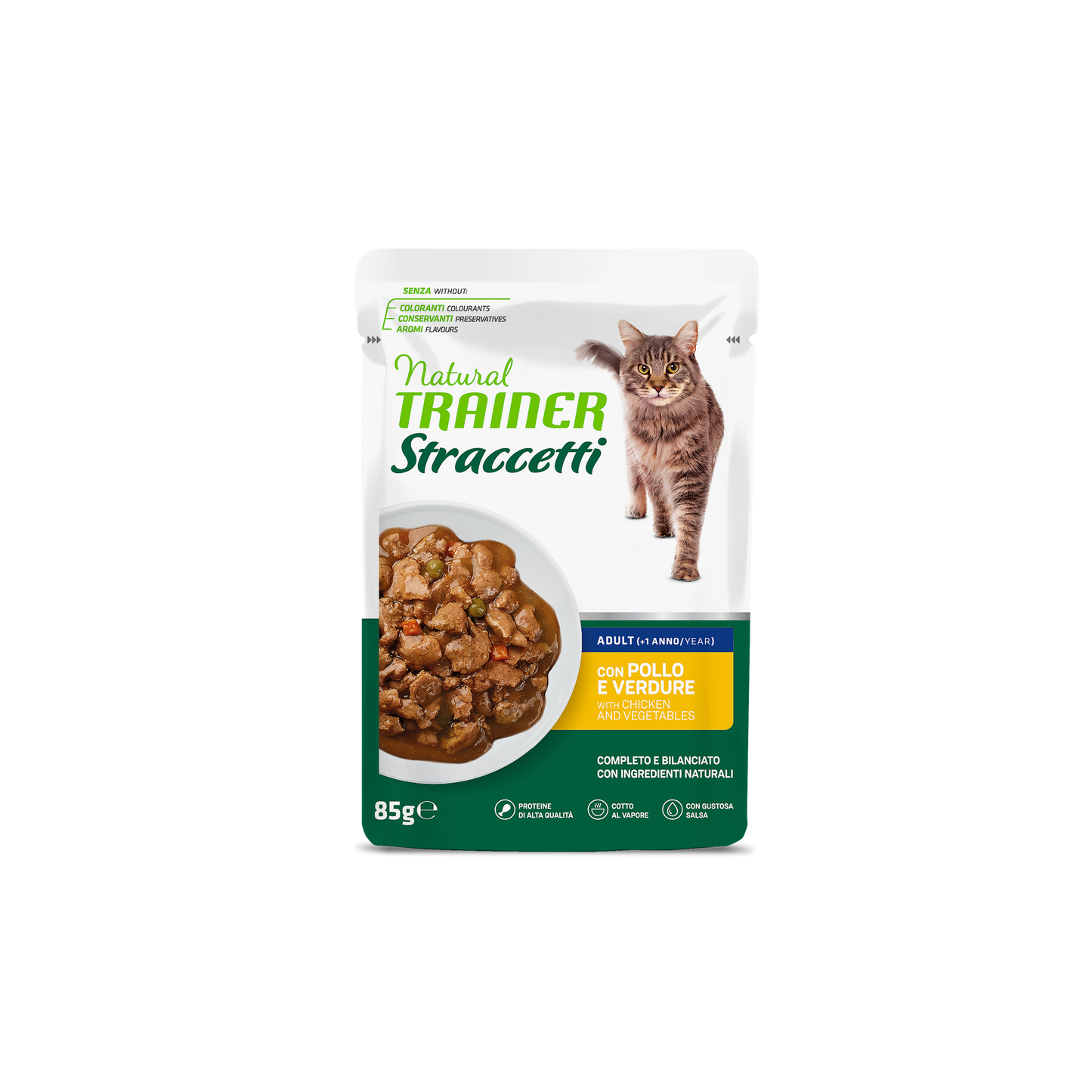 Trainer Natural Straccetti (+1 anno) gusto Pollo e Verdure(Kg/Size: 0,085)