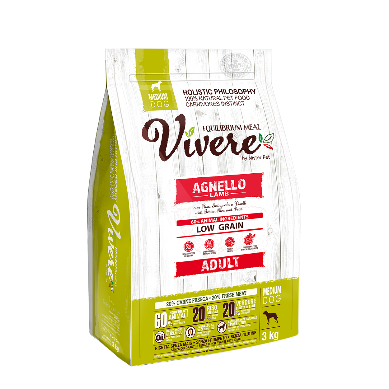 Vivere Cane Adulto Low Grain Medium Agnello (Kg/Size: 3)