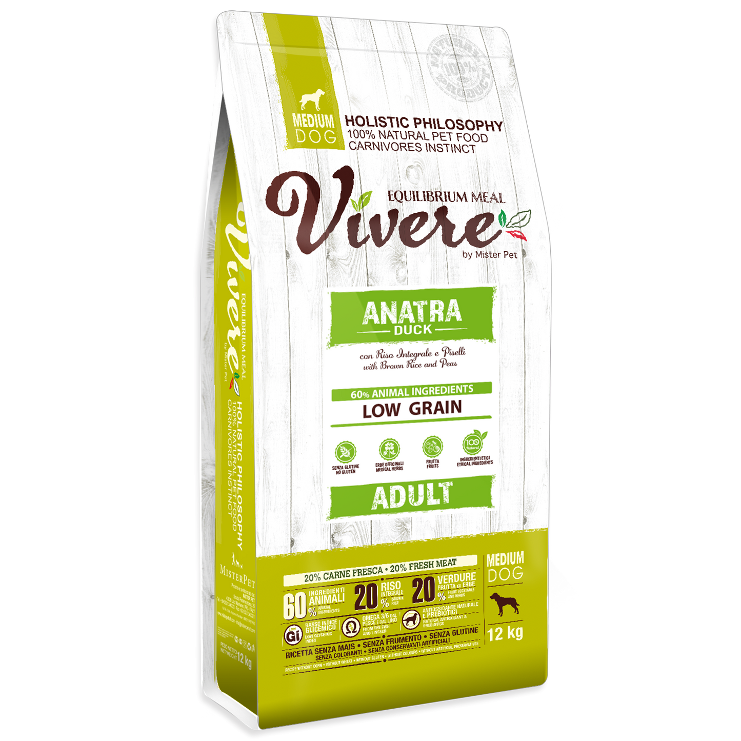 Vivere Cane Adulto Low Grain Medium Anatra (Kg/Size: 12)