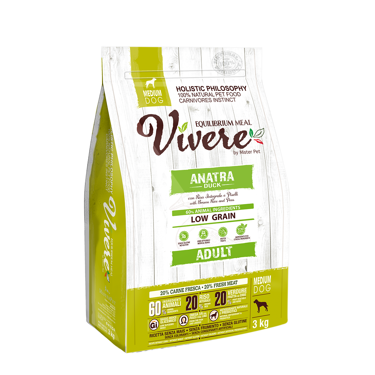 Vivere Cane Adulto Low Grain Medium Anatra (Kg/Size: 3)