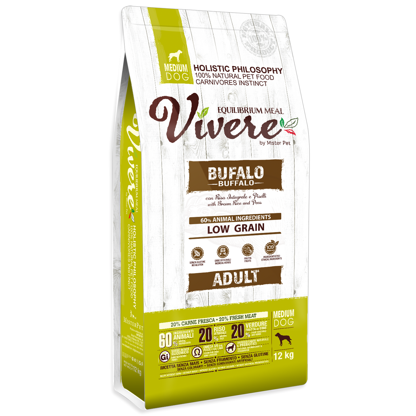Vivere Cane Adulto Low Grain Medium Bufalo (Kg/Size: 12)