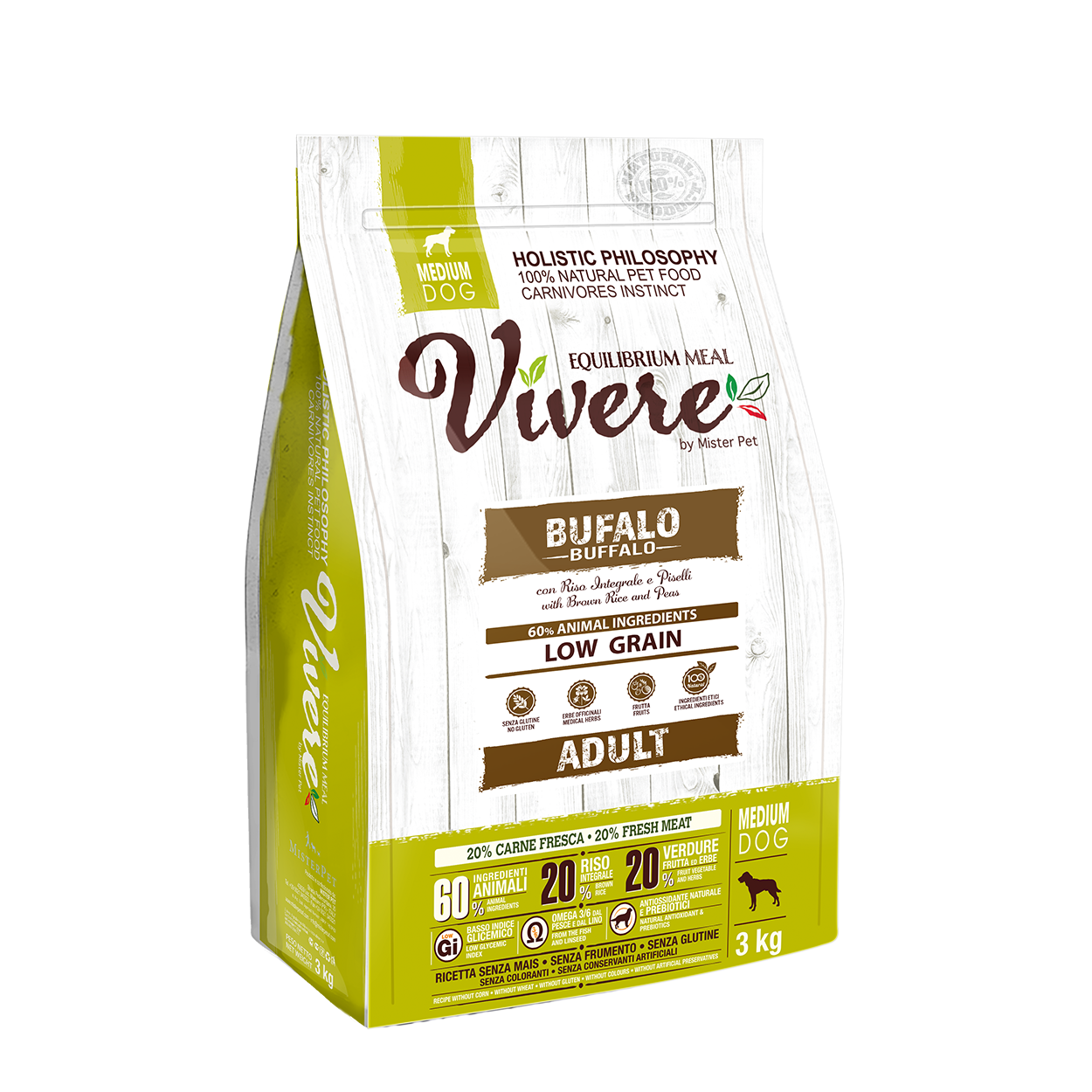 Vivere Cane Adulto Low Grain Medium Bufalo (Kg/Size: 3)