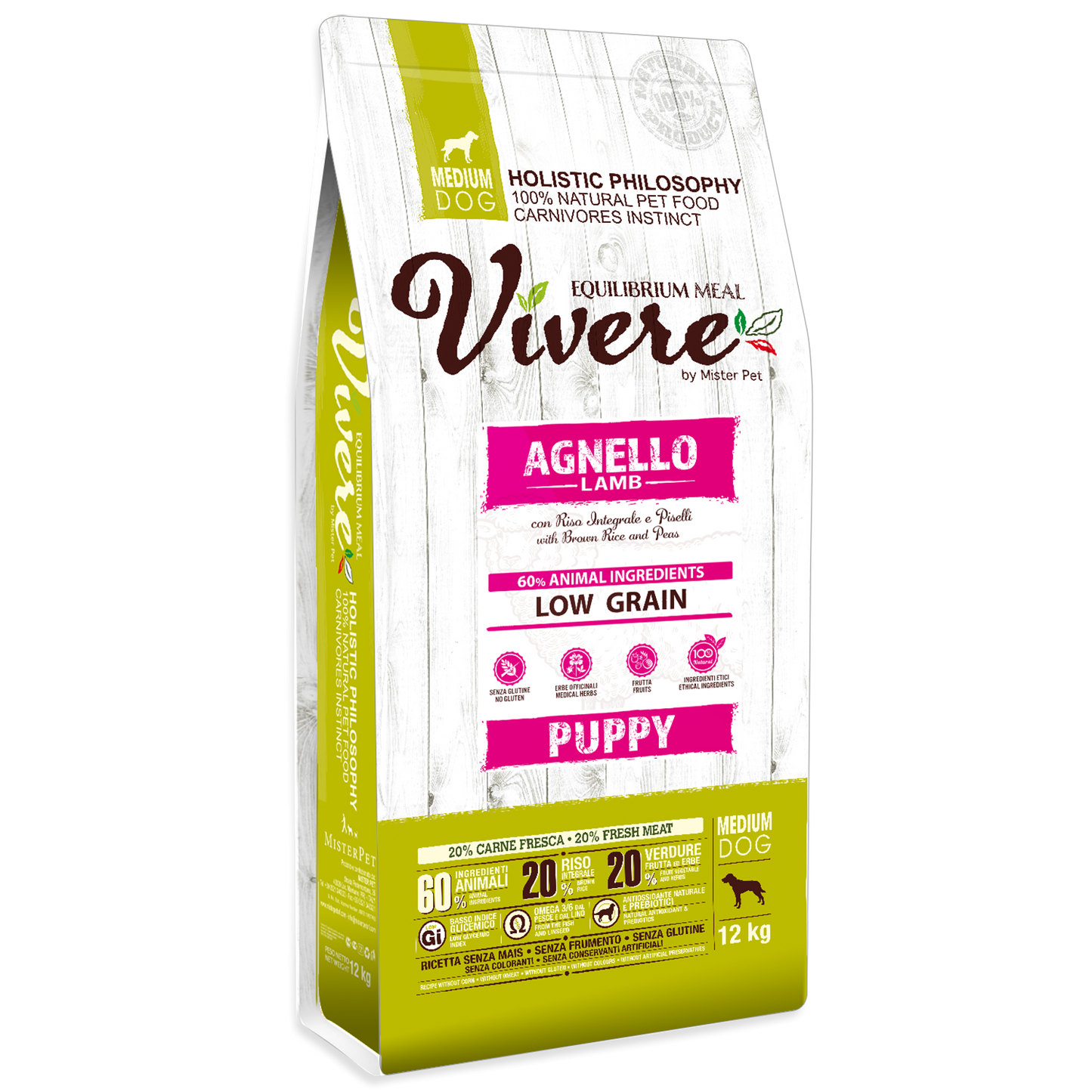 Vivere Cane Puppy Low Grain Medium Agnello (Kg/Size: 12)