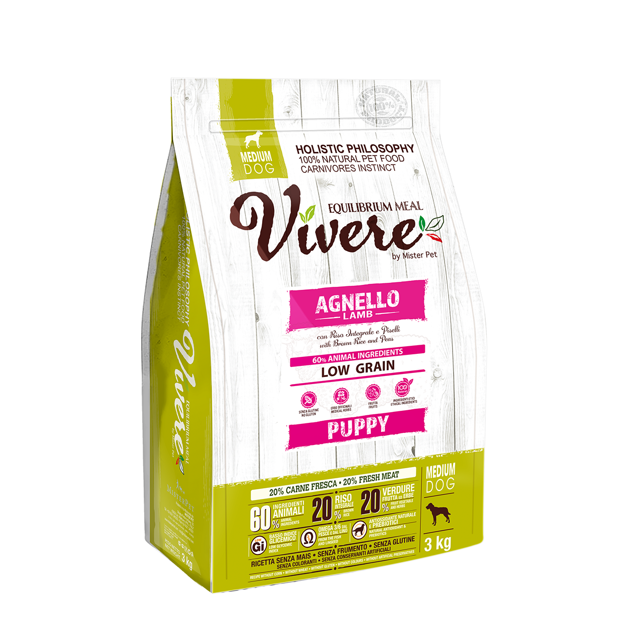 Vivere Cane Puppy Low Grain Medium Agnello (Kg/Size: 3)
