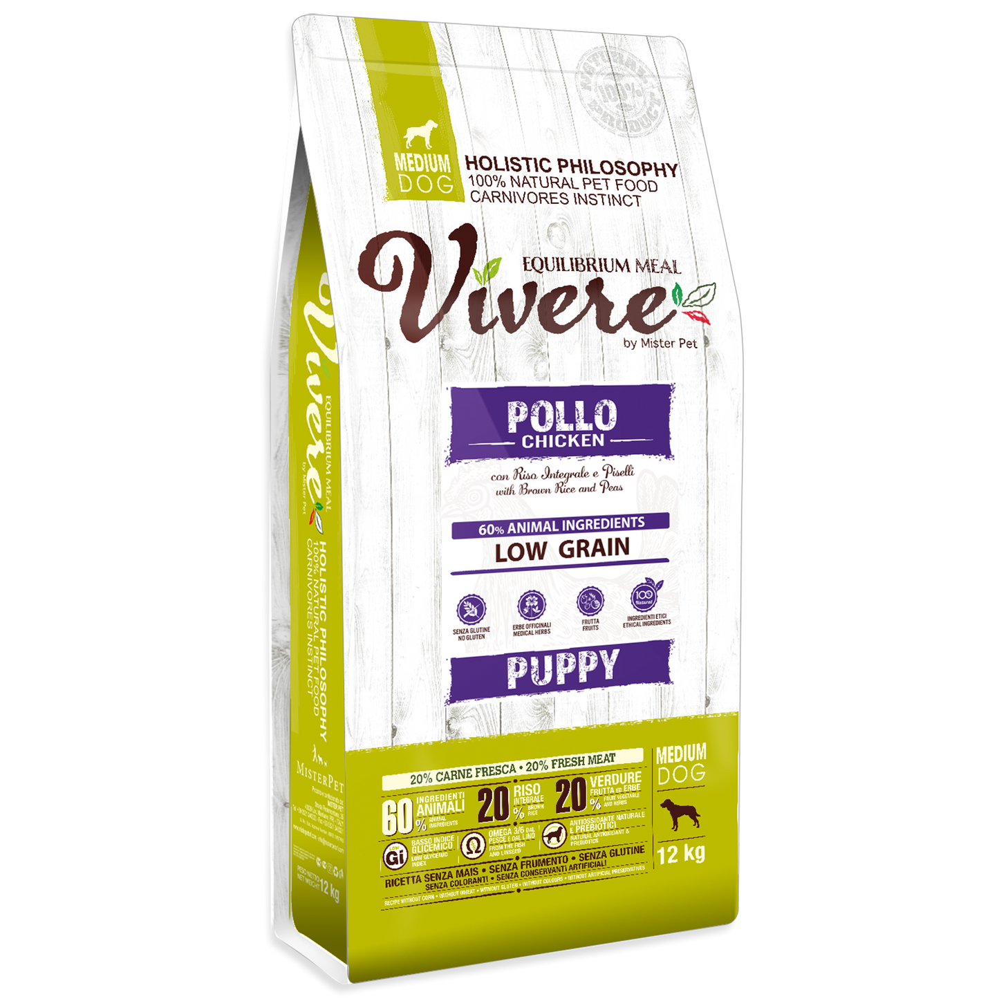 Vivere Cane Puppy Low Grain Medium Pollo (Kg/Size: 12)