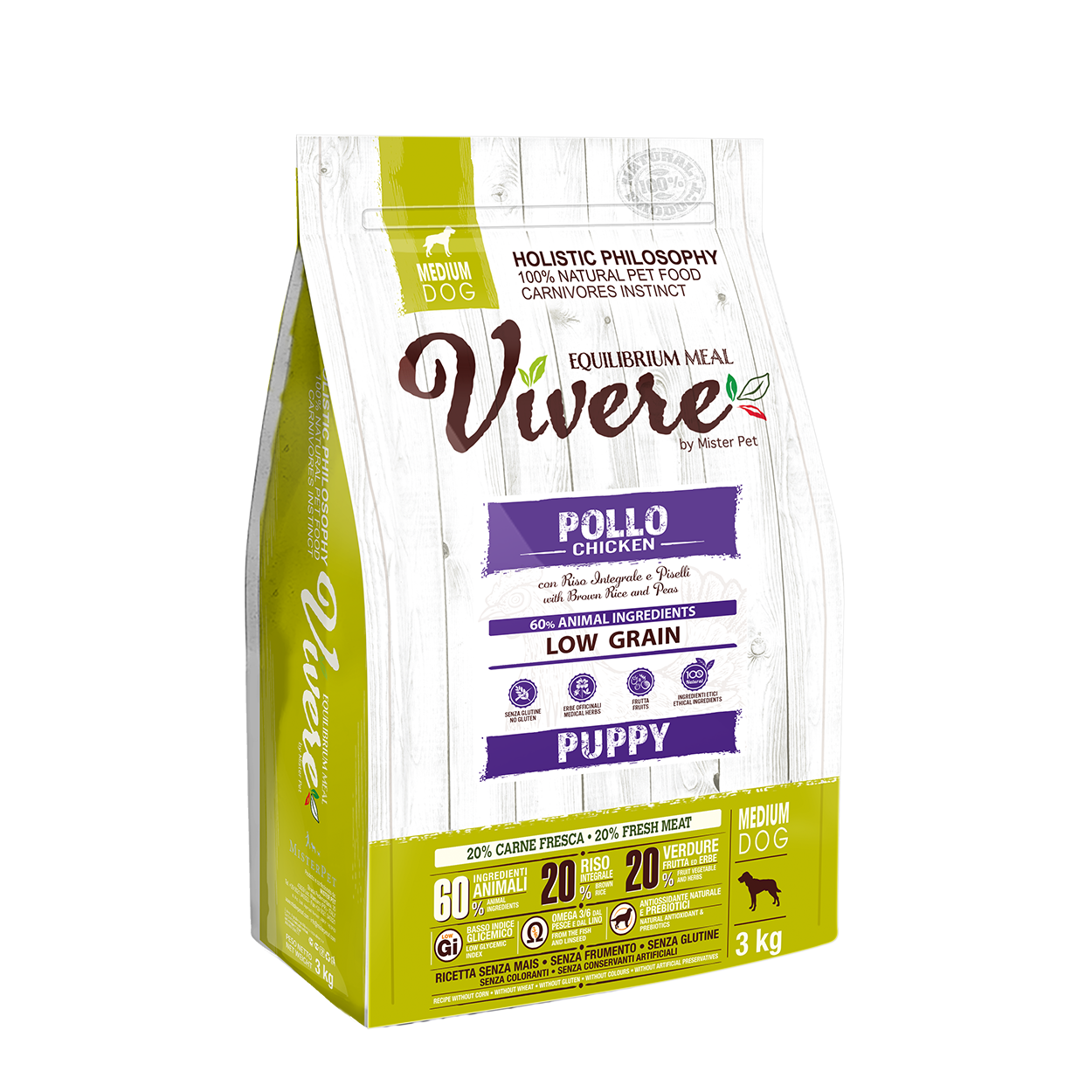 Vivere Cane Puppy Low Grain Medium Pollo (Kg/Size: 3)