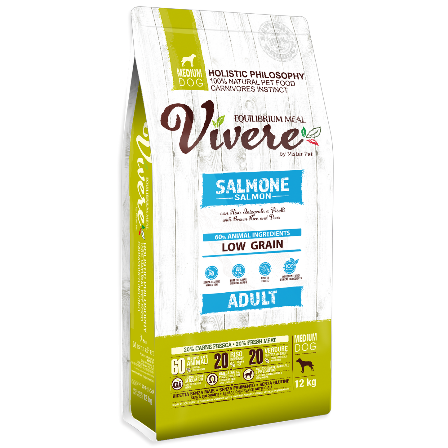 Vivere Cane Adulto Low Grain Medium Salmone (Kg/Size: 12)