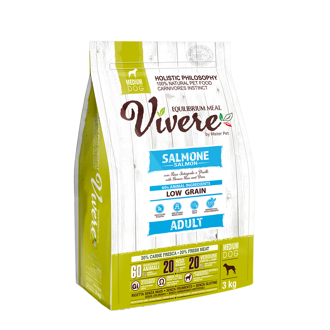 Vivere Cane Adulto Low Grain Medium Salmone (Kg/Size: 3)