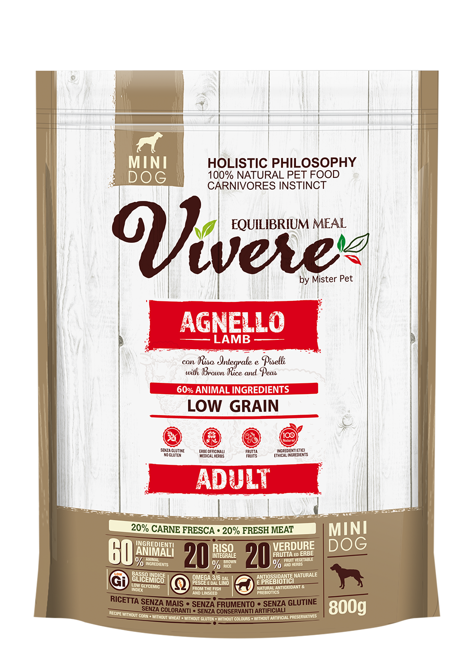 Vivere Cane Adulto Low Grain Mini Agnello (Kg/Size: 0,8)