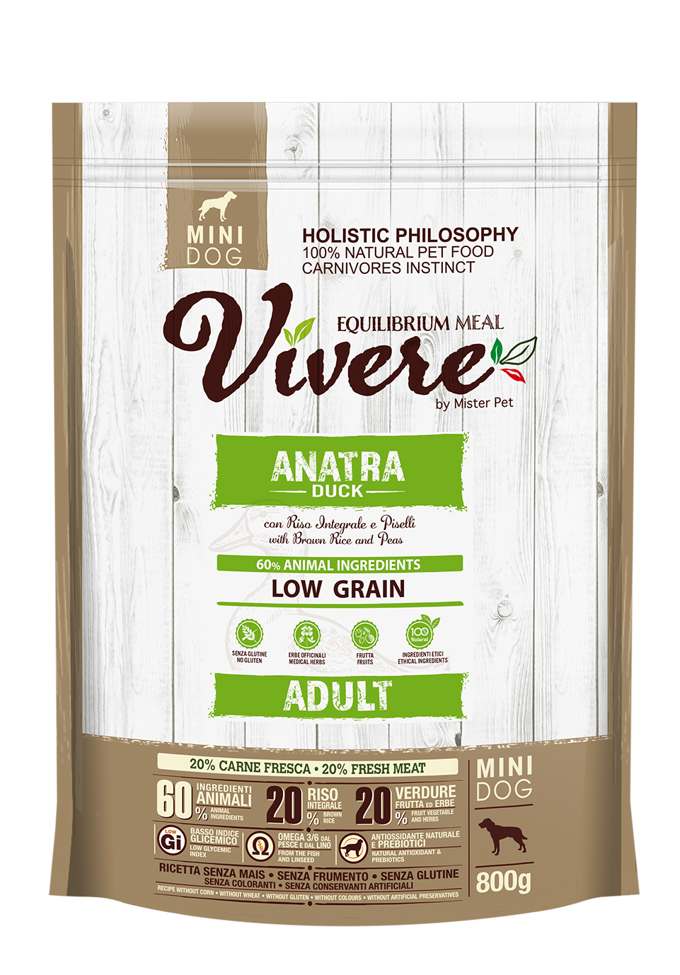 Vivere Cane Adulto Low Grain Mini Anatra (Kg/Size: 0,8)