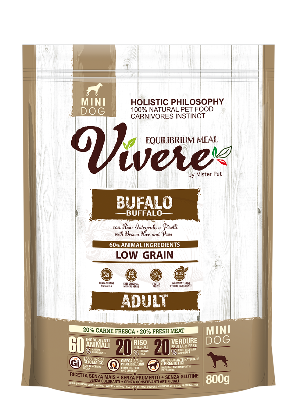 Vivere Cane Adulto Low Grain Mini Bufalo (Kg/Size: 0,8)