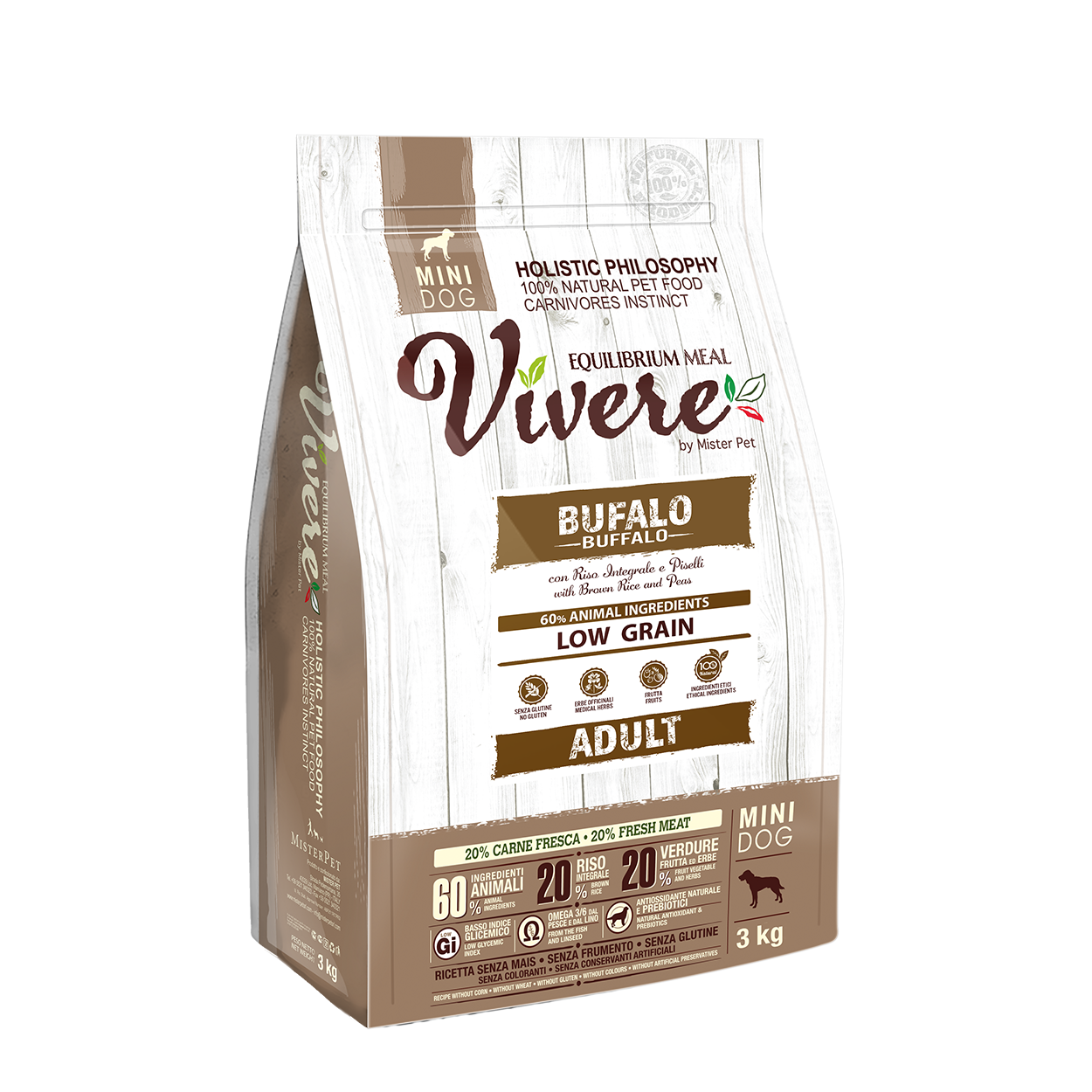 Vivere Cane Adulto Low Grain Mini Bufalo (Kg/Size: 3)