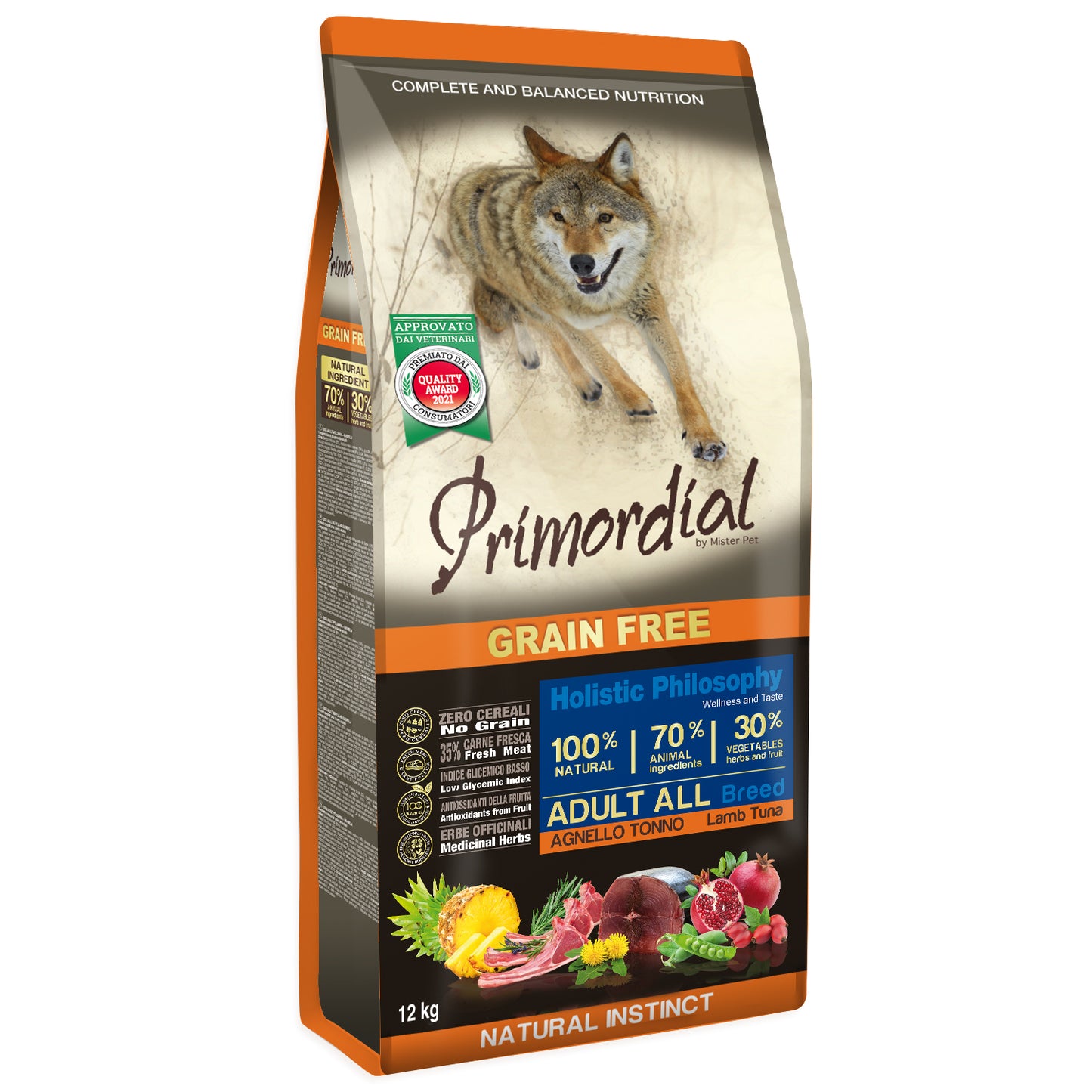 Primordial Grain Free Dog Med/Max Tonno & Agnello (Kg/Size: 12)
