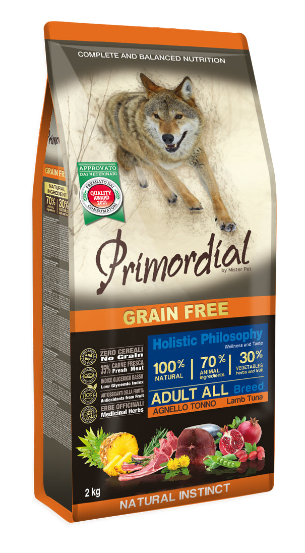 Primordial Grain Free Dog Med/Max Tonno & Agnello (Kg/Size: 2)
