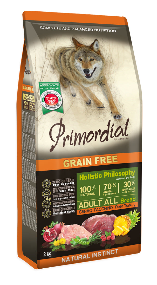 Primordial Grain Free Dog Med/Max Cervo & Tacchino (Kg/Size: 2)