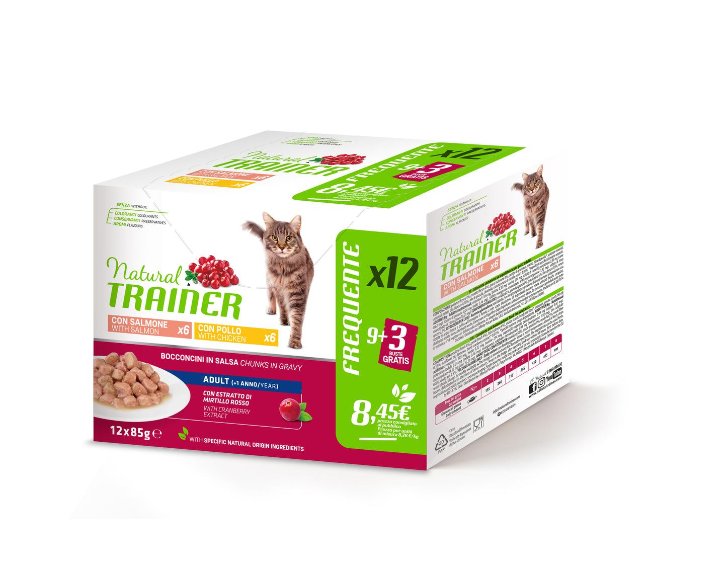 Trainer Natural Ad. Multipack Pollo/Salmone 12 buste (Kg/Size:0,085)