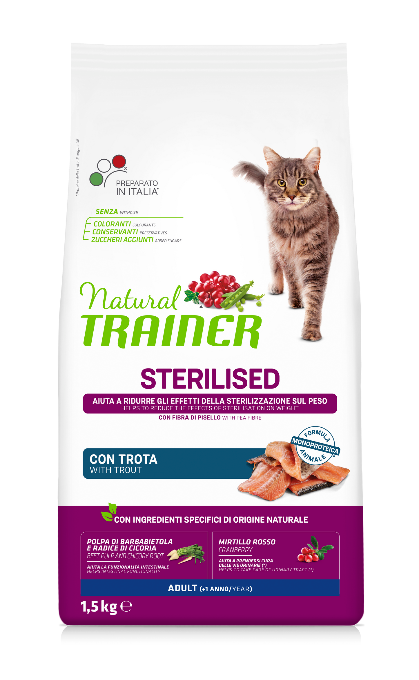 Trainer Natural Cat Sterilised Con Trota (+1) (Kg/Size:1,5)