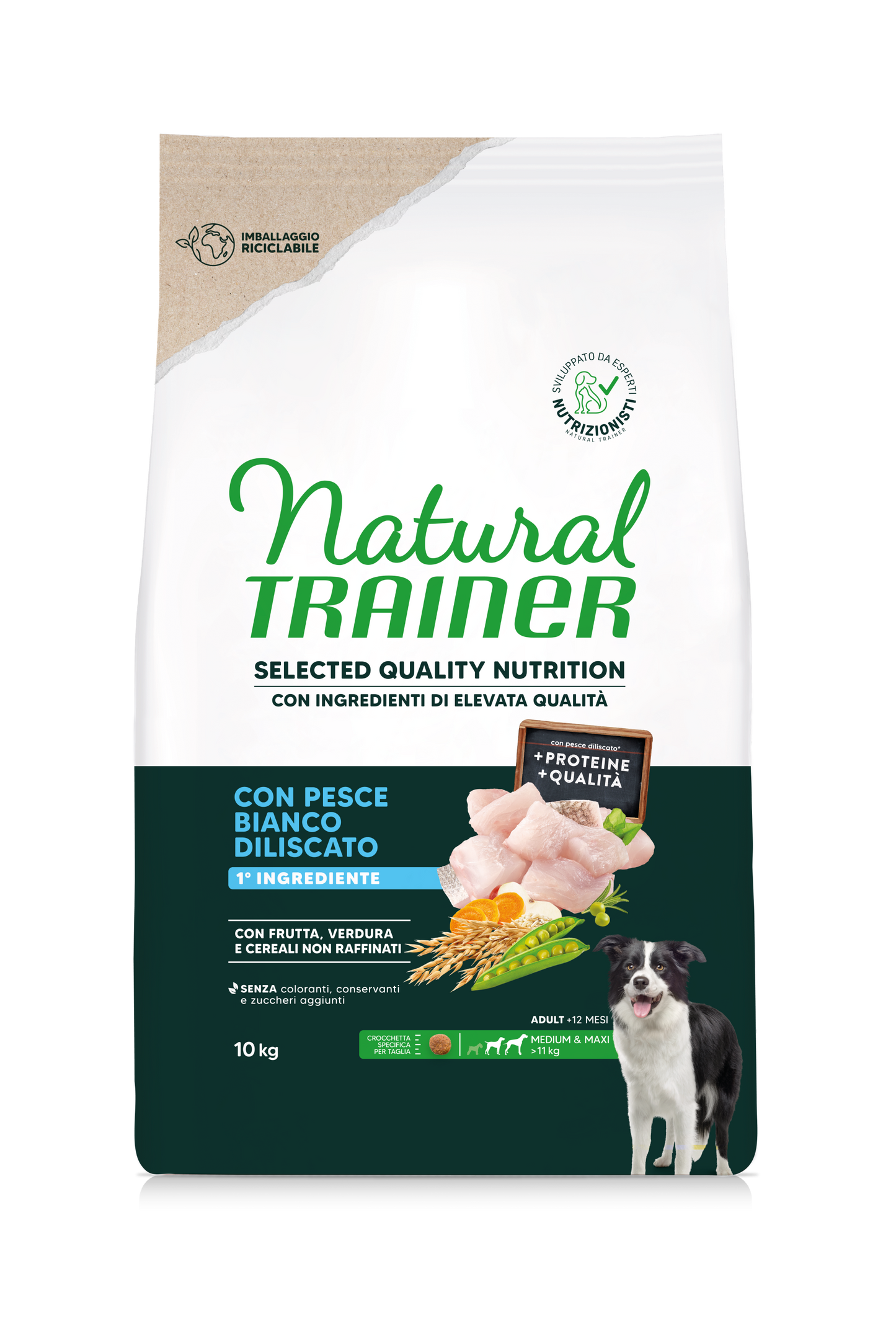 Natural Trainer Selected Quality Nutrition Adult M/M gusto Pesce Bianco Diliscato (Kg/Size: 10)