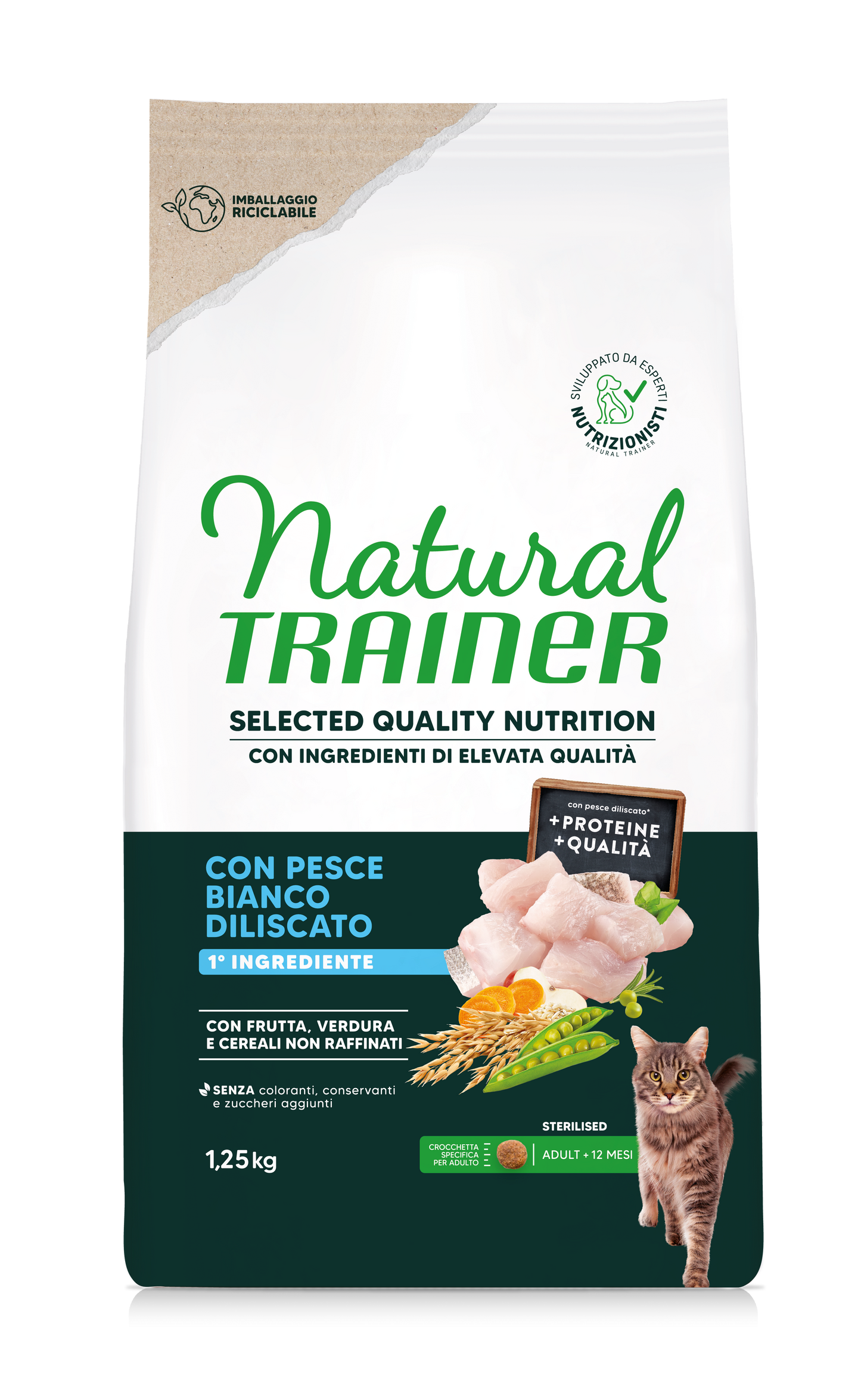 Natural Trainer Selected Quality Nutrition Ster. con Pesce Bianco Diliscato (Kg/Size: 1,25)