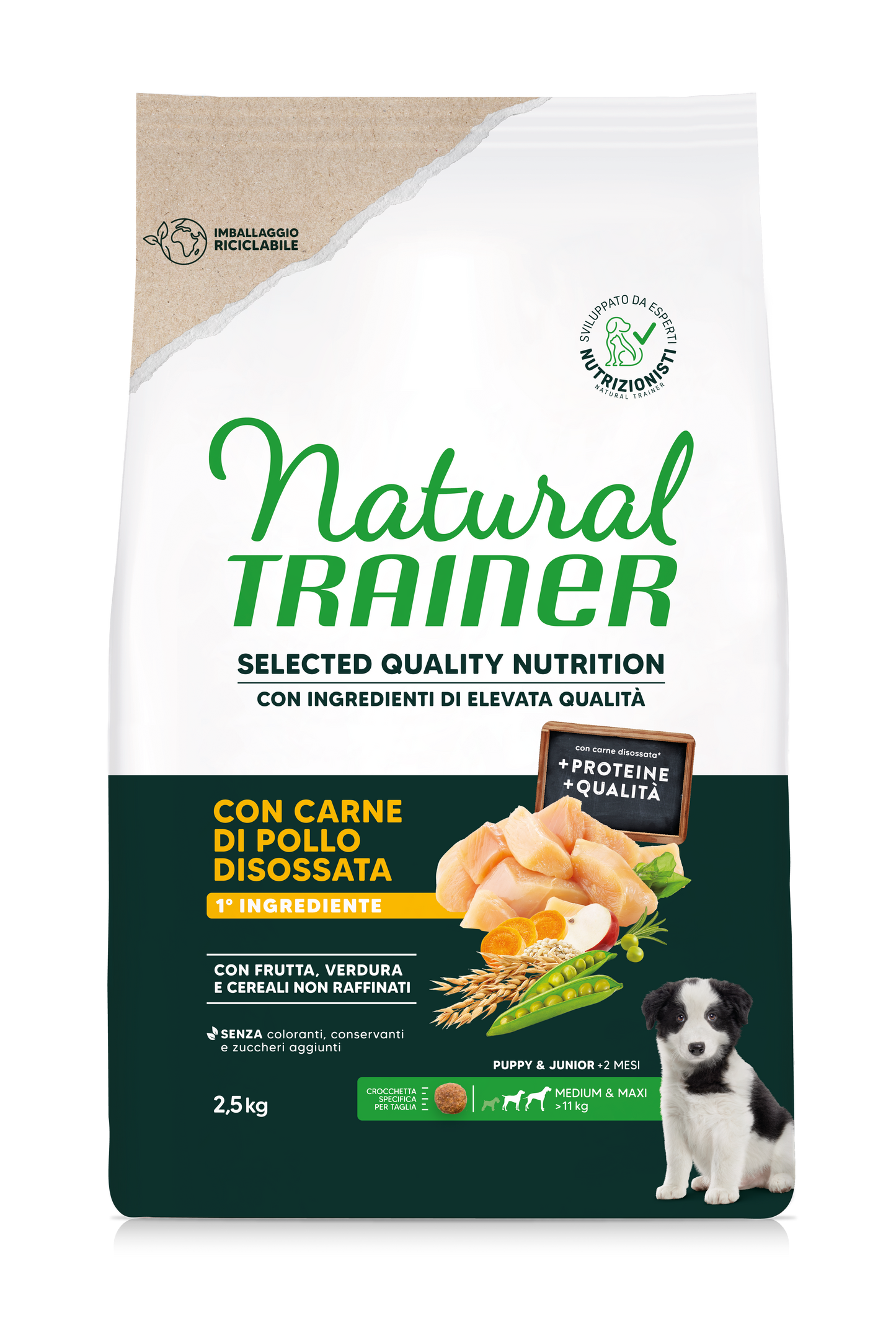 Natural Trainer Dog Medium/Maxi Selected Quality Nutrition Puppy&Junior Gusto Pollo Disossato (Kg/Size: 2,5)