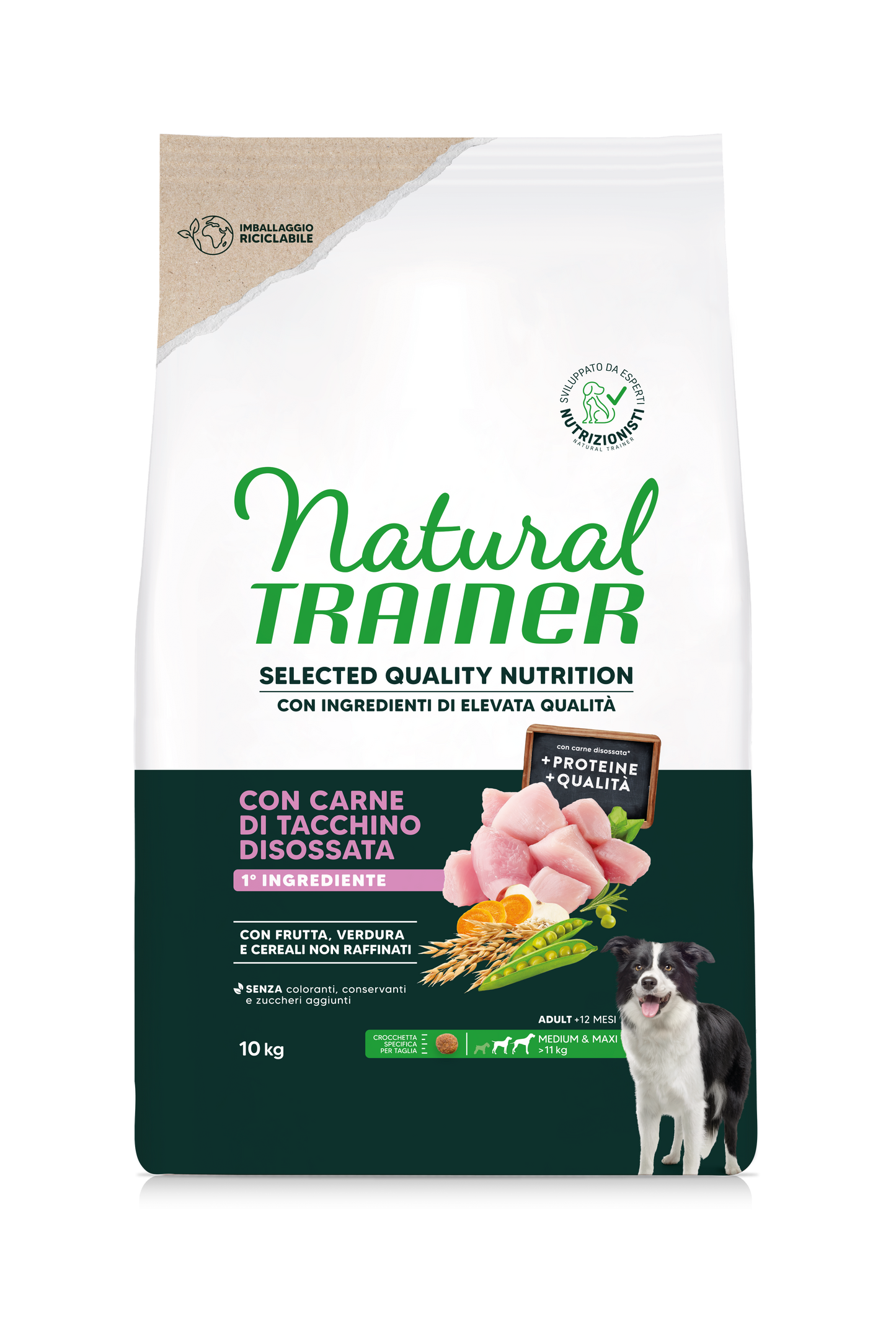 Natural Trainer Dog Medium/Maxi Selected Quality Nutrition Gusto Tacchino Disossato (Kg/Size:10)