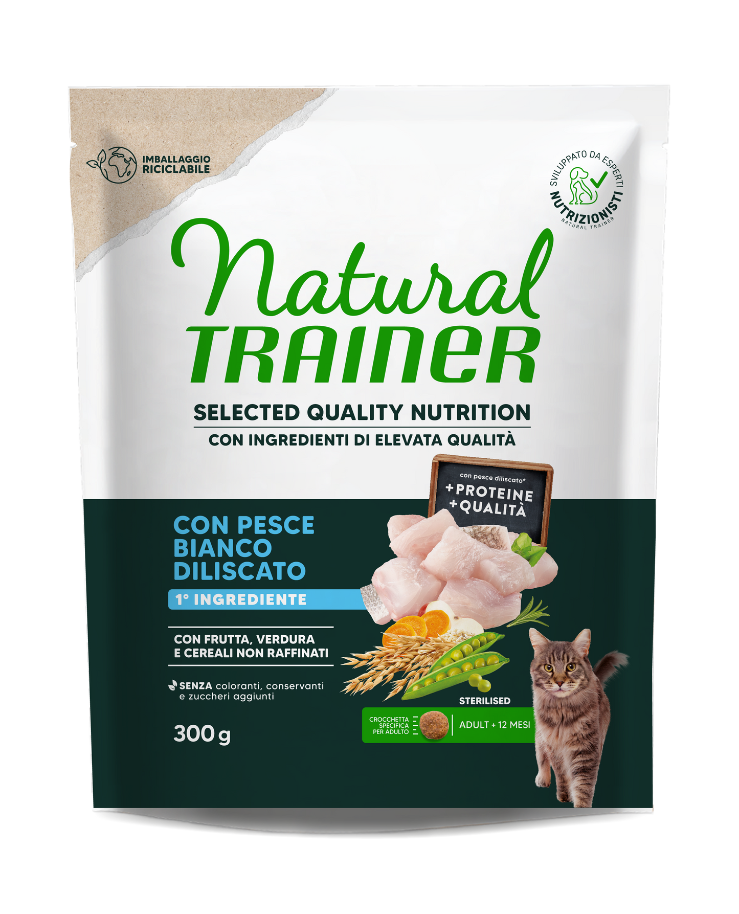 Natural Trainer Selected Quality Nutrition Ster. con Pesce Bianco Diliscato (Kg/Size: 0,3)