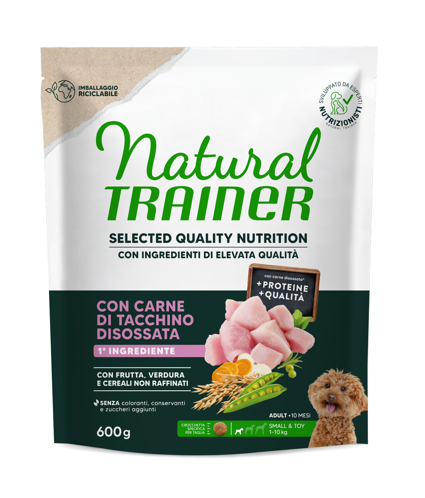 Natural Trainer Dog Small&Toy Selected Quality Nutrition gusto Tacchino Disossato (Kg/Size: 0,6)