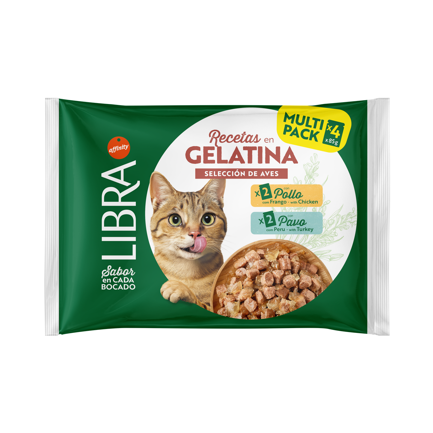 Libra cat Flowpack Bocconi in gelati Pollo/Tacchino x 4 (Kg/Size: 0,085)