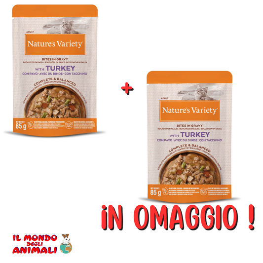 Nature's Variety Bocconcini per gatto gusto Turkey pz 22 + 22 IN OMAGGIO (Kg/Size: 3,74)