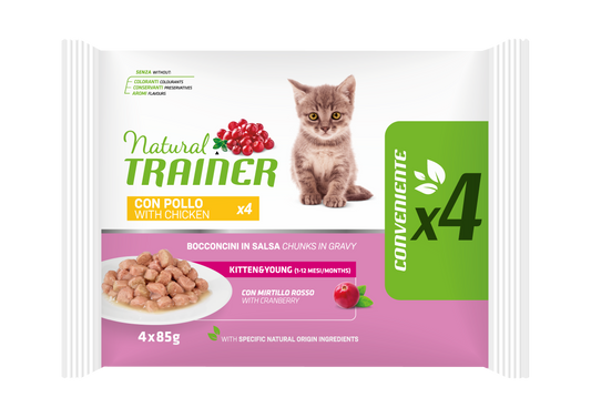 Trainer Natural Gatto Kitten Flowpack  (Kg/Size:0,085) X4 FORMATO CONVENIENZA