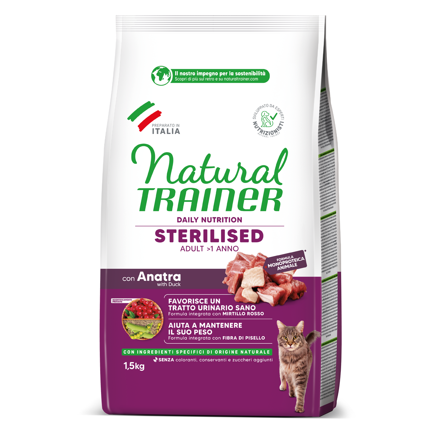 Trainer Natural Daily Nutrition Sterilised Con Anatra (+1) (Kg/Size:1,5)
