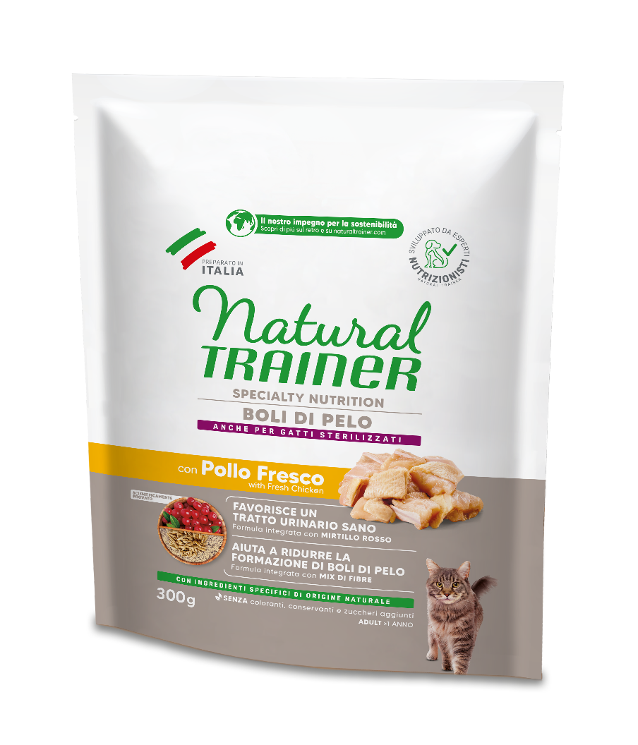 Trainer Natural Speciality Nutrition Boli di Pelo Con Pollo Fresco (+1) (Kg/Size:0,3)