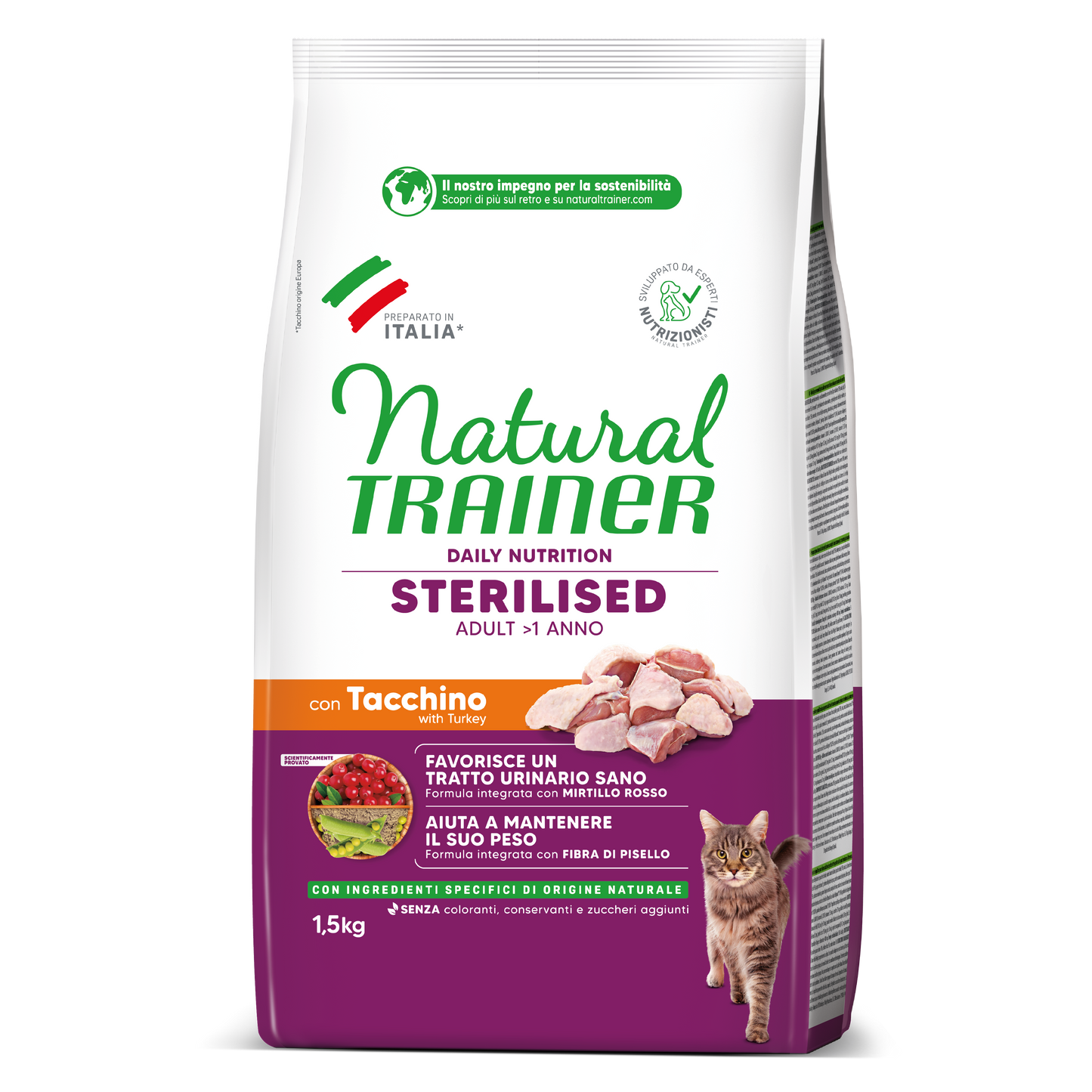 Trainer Natural Daily Nutrition Sterilised Con Tacchino (+1) (Kg/Size:1,5)