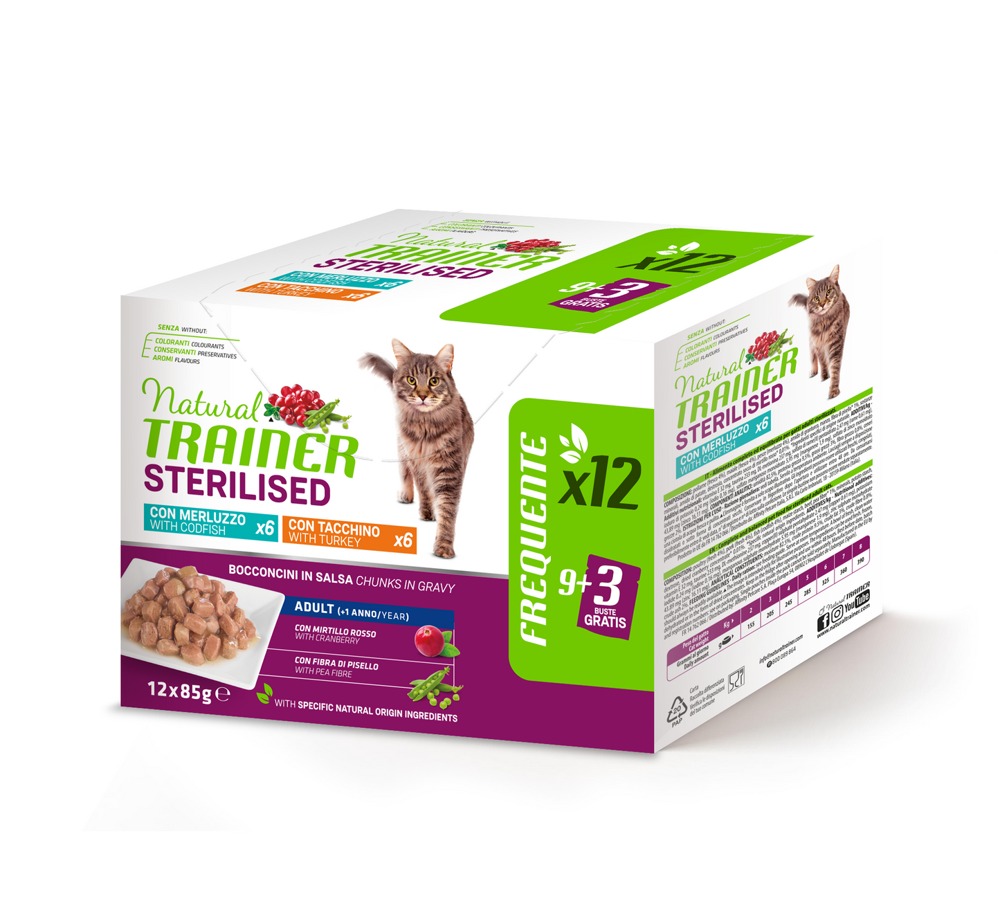 Natural Cat Multipack Sterilised con Tacchino e Merluzzo x12 buste (Kg/Size: 0,085)