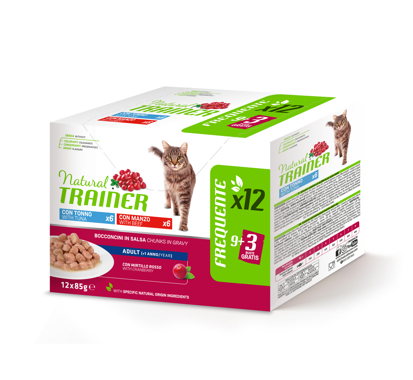 Trainer Natural - Adult - Multipack - Tonno/Manzo- 12 buste (Kg/Size:0,085)