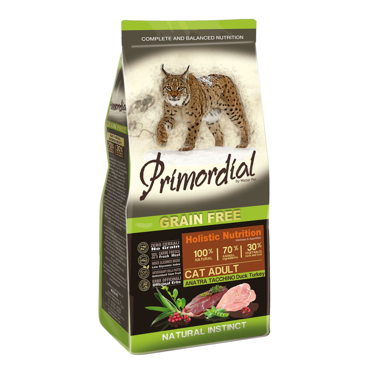 Primordial Grain free gatto adulto Anatra e Tacchino (Kg/Size: 2)