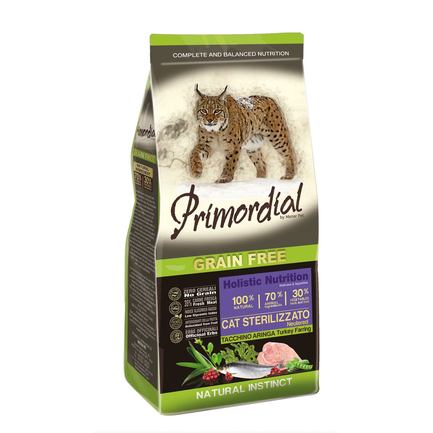 Primordial Grain free gatto adulto Sterilizzato Tacchino e Aringa (Kg/Size: 2)