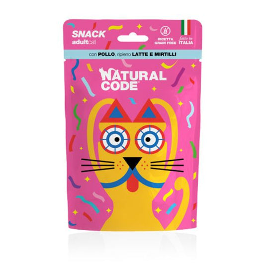 Natural Code Snack Cat Adult Grain Free con pollo , latte e mirtilli ( Kg/Size : 0,060)