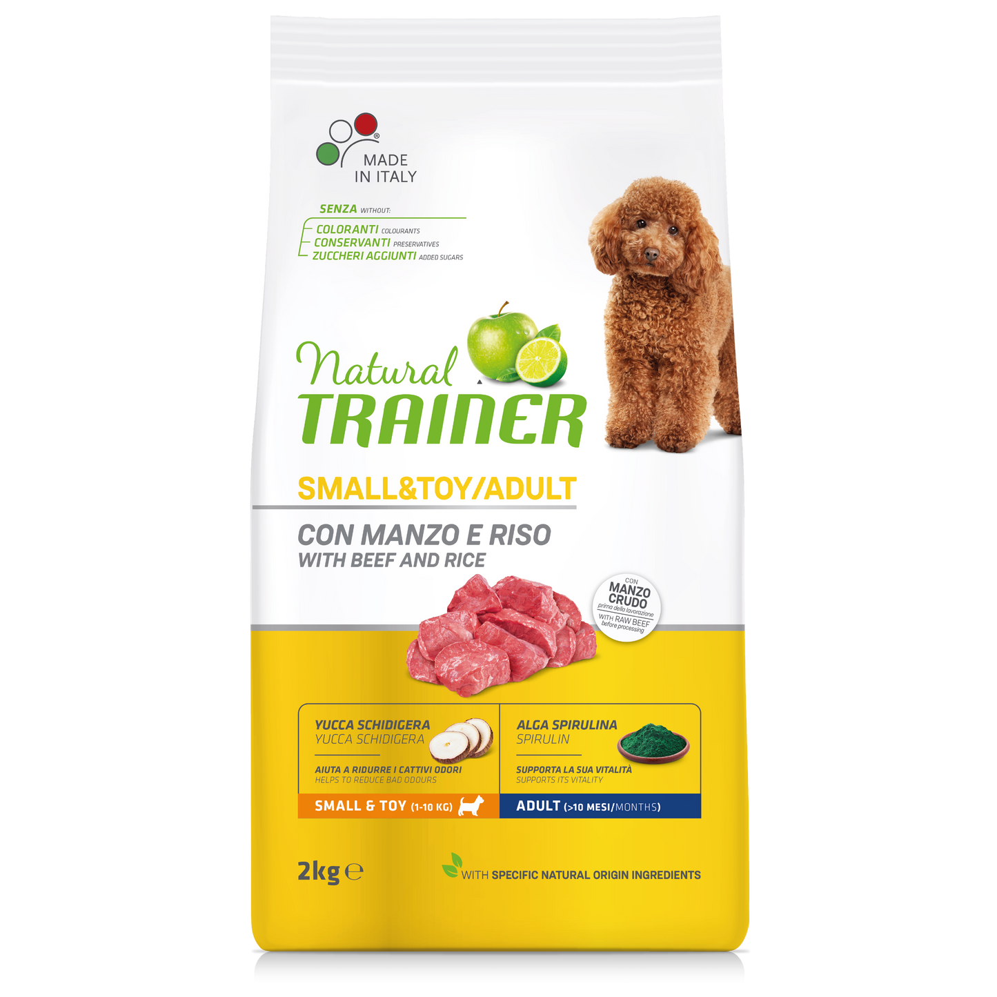 Trainer Natural Adult Mini Manzo, Yucca Schidigira, Alga Spirulina. (Kg/Size:2)