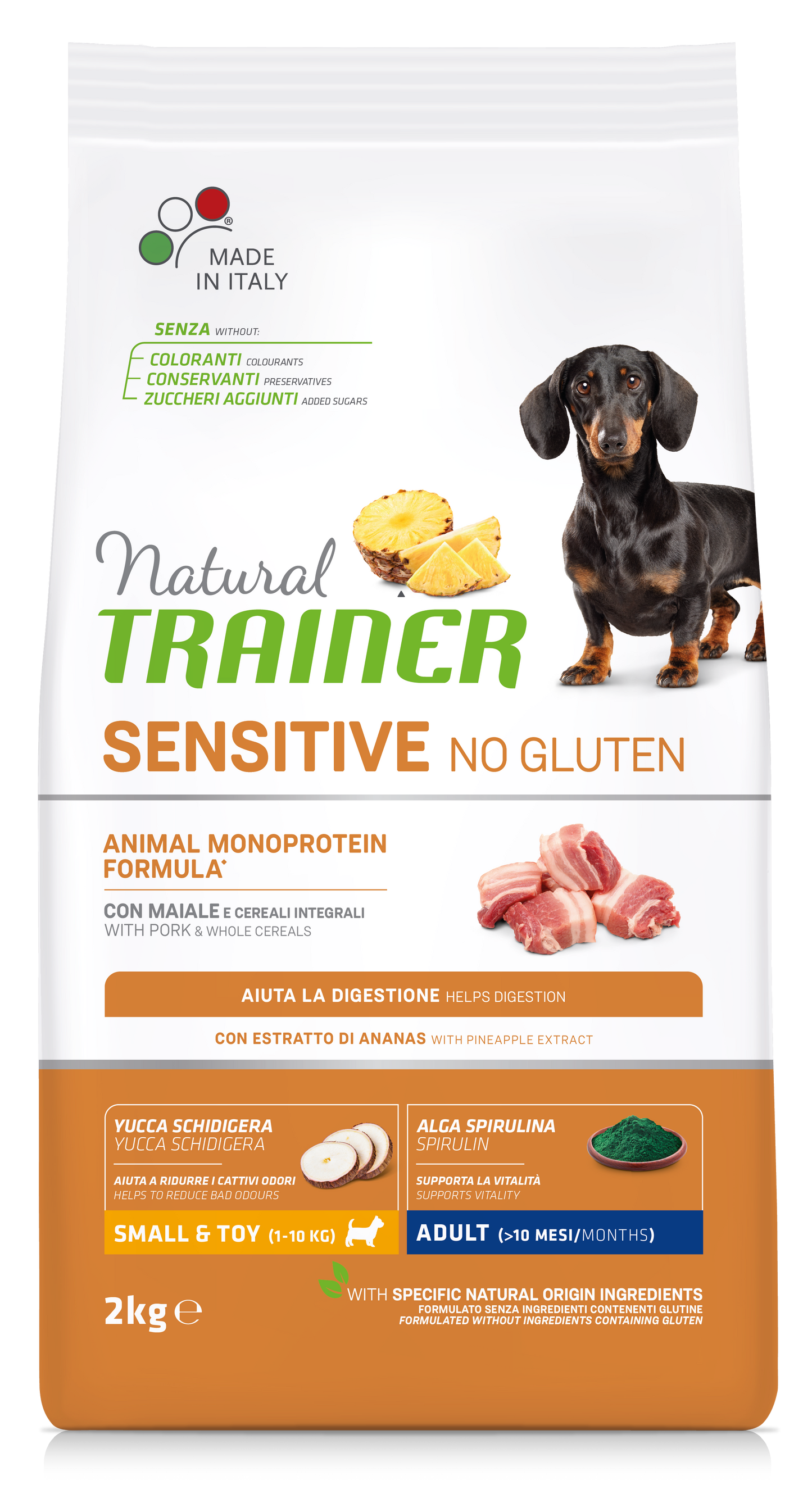 Trainer Natural Sensitive No Gluten Mini Adult Con Maiale (Kg/Size:2)