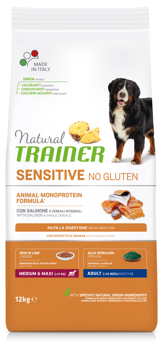 Trainer Natural Sensitive No Gluten Adult Medium&Maxi Con Salmone (Kg/Size:12)