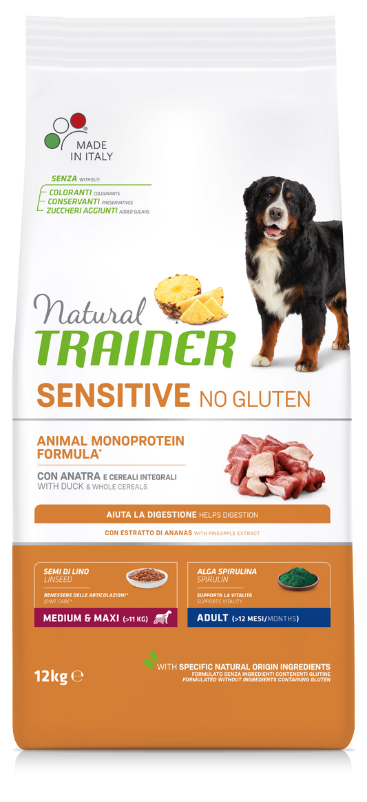 Trainer Natural Sensitive No Gluten Adult Medium&Maxi Con Anatra (Kg/Size:12)