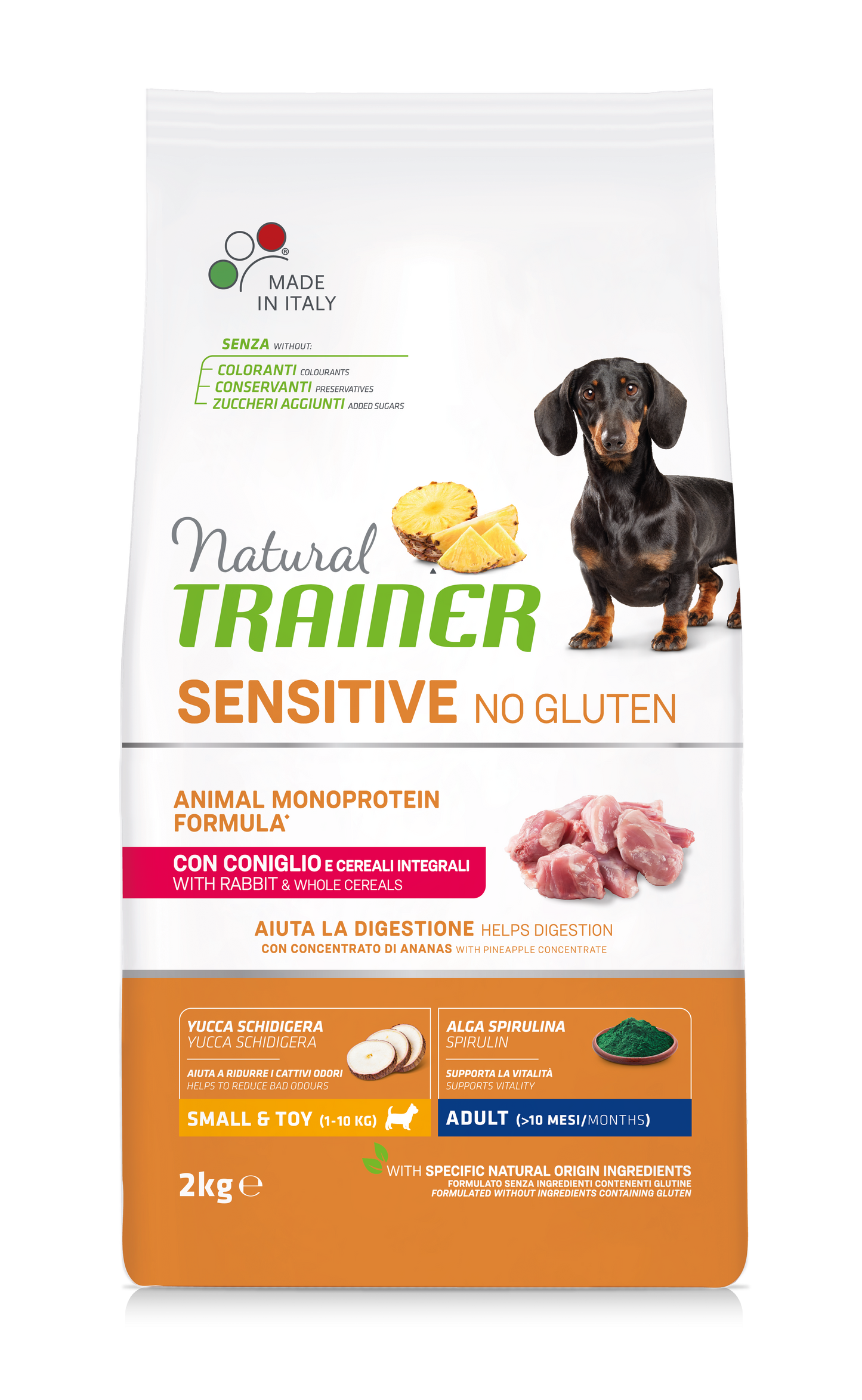 Natural Sensitive No Gluten Adulto Mini Coniglio e Cereali (Kg/Size:2)