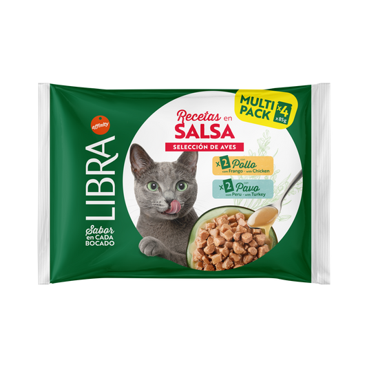 Libra cat Flowpack Bocconi in Salsa Pollo/Tacchino x 4 (Kg/Size: 0,085)