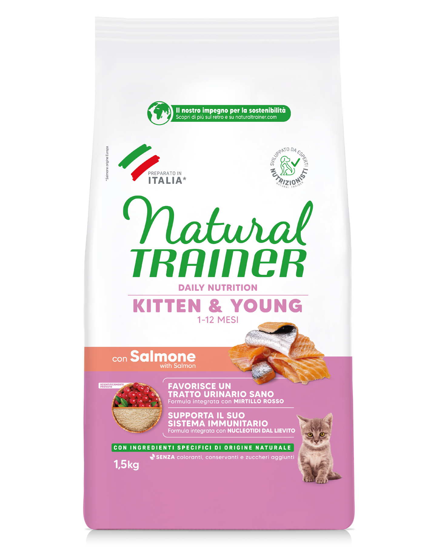 Trainer Natural Daily Nutrition Kitten&Yong Con Salmone (1-12 Mesi) (Kg/Size:1,5)