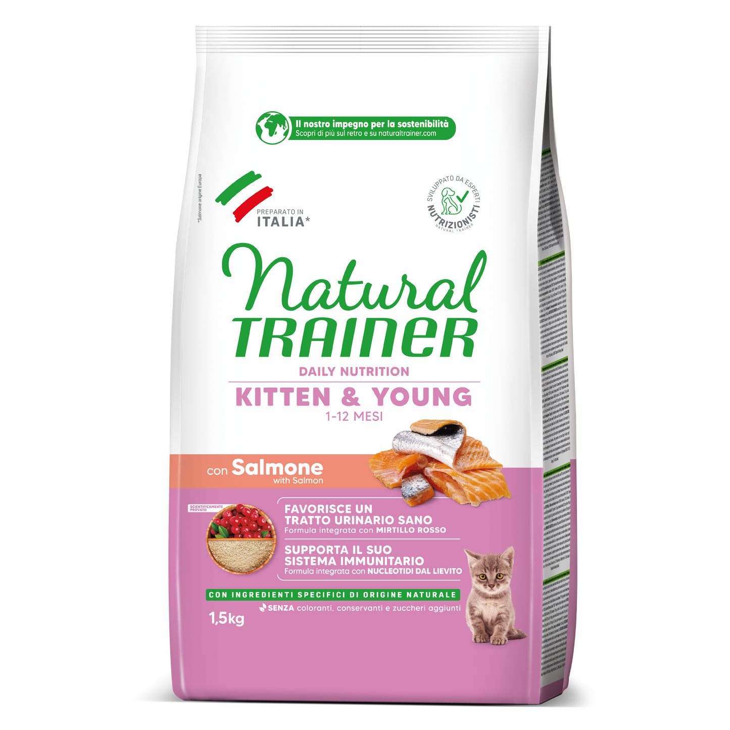 Trainer Natural Daily Nutrition Kitten&Yong Con Salmone (1-12 Mesi) (Kg/Size:1,5)
