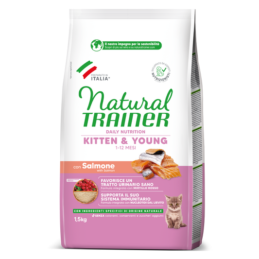 Trainer Natural Daily Nutrition Kitten&Yong Con Salmone (1-12 Mesi) (Kg/Size:1,5)