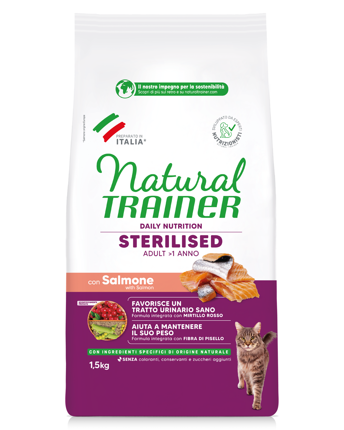 Trainer Natural Daily Nutrition Sterilised Con Salmone (+1)  (Kg/Size:1,5)