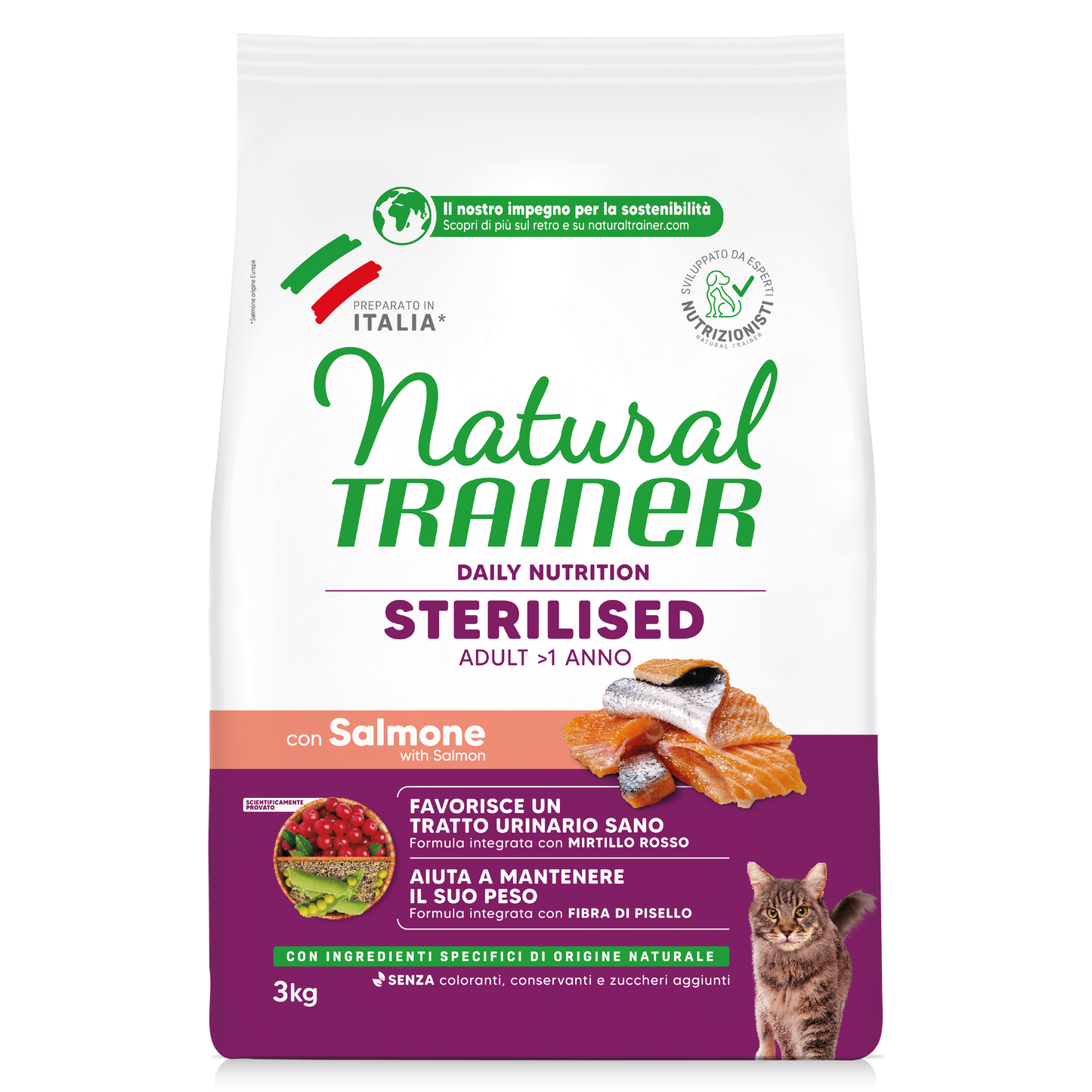 Trainer Natural Daily Nutrition Sterilised Con Salmone (+1)  (Kg/Size:3)